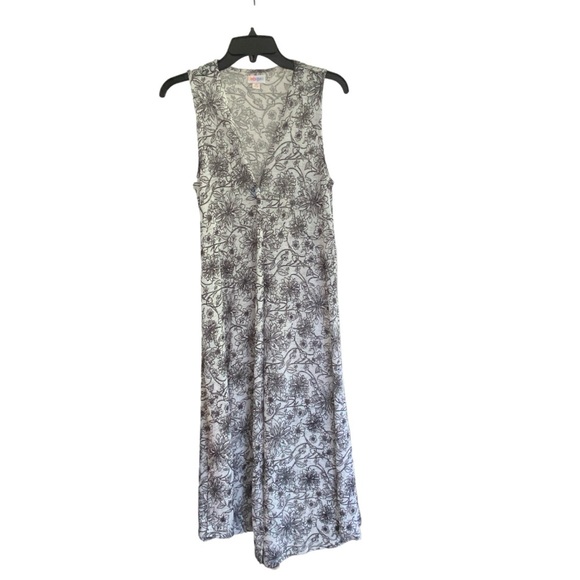 LulaRoe JOY Sleeveless Duster Vest Black White Floral Pattern Size XS - Picture 3 of 9